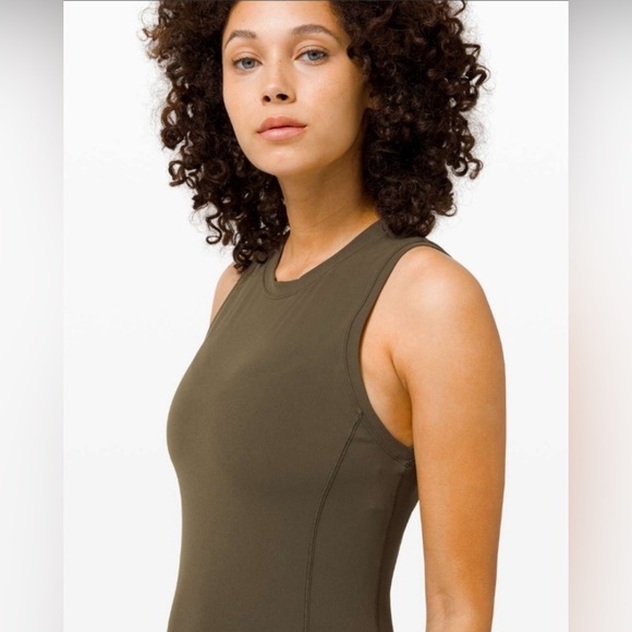 Lululemon All Aligned Midi Stretch Dress dark olive size 10 - Picture 3 of 5